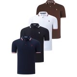 Dewberry QUAD SET T8594 MENS T-SHIRT-BLACK-WHITE-NAVY BLUE-BROWN | shoptok.hr