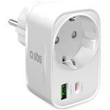 Sbs Stenski polnilnik 20W z vtičnico USB-A USB-C bele barve, (5000277585) | Shoptok.si