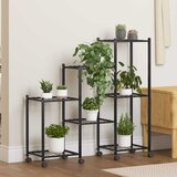  Stalak za cvijeće s kotačima 83 x 25 x 83,5 cm crni željezni | shoptok.hr