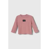Calvin Klein Jeans Otroška dolga majica roza barva