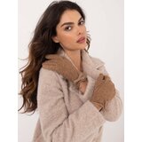 Fashionhunters Brown women's gloves with a bow | shoptok.hr
