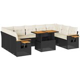 vidaXL 10-dijelni set vrtnih sofa s jastucima crni poliratana bagrem | shoptok.hr