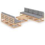  Vrtna sedežna garnitura 8-delna z blazinami trdna borovina, (20679361) | Shoptok.si