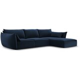 Mazzini Sofas Temno modra žametna kotna sedežna garnitura z ležalnikom (desni kot) Vanda – | Shoptok.si