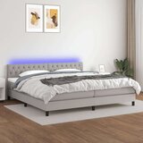  Box spring postelja z vzmetnico LED sv. siva 200x200 cm blago, (20723793) Cene