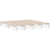 Knjižna postelja brez vzmetnice bela 200x200 cm trden les | Shoptok.si