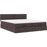 vidaXL Otomanski posteljni okvir z vzmetnicami rjav 200x200 cm blago | Shoptok.si