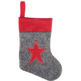  Božićni ukras-platnena čizmica/vrećica 24 x 12 cm sivo crvena | shoptok.hr