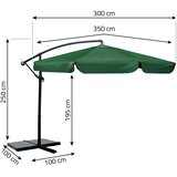 Veliki vrtni suncobran Plonos 350 cm zeleni | shoptok.hr