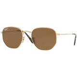 Ray-ban Hexagonal Flat Lenses RB3548N 001/57 Polarized L (54) Zlata/Rjava Cene