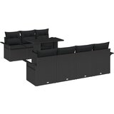 vidaXL Vrtna sedežna garnitura z blazino 8 pcs Črna Poly ratan, (5000021851) | Shoptok.si