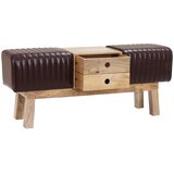  Klupa 110 x 30 x 45 cm Prava koža Tamno smeđa Slike