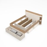 Marckeric Bela/v naravni barvi zakonska postelja v hrastovem dekorju s prostorom za shranjevanje brez letvenega dna 140x190 cm Albo – | Shoptok.si