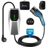 Type 2 EV electric car charging cable - 11kW, adjustable current, LCD display, 4 m portable charger with Schuko 6-16A plug IP67, (22148586)