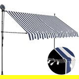 vidaXL tenda na ručno uvlačenje s LED svjetlima 250 cm plavo-bijela Cijene