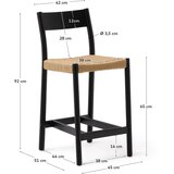 Kave Home Crna/u prirodnoj boji barska stolica od punog hrasta (visine sjedala 65 cm) Yalia – | shoptok.hr