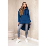 Kesi Padded sweatshirt with a long back and a hood in navy blue | shoptok.hr