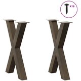  Noge za blagovaonski stol u obliku slova X, 2 kom, prirodni čelik, 60 x (72-73) cm, čelik | shoptok.hr
