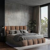 MID.YOU OBLAZINJENA POSTELJA 160 cm x 200 cm , les, tekstil, leseni material rjava | Shoptok.si