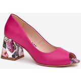 Boto Leather pumps with decorative heel Fuchsia Lewski Shoes | Shoptok.si