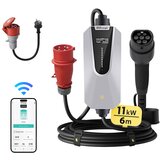 JUNSUN EV polnilec Trifazni način 16 A, zaslona, indikator polnjenja, možnost rezervacije, Bluetooth in WiFi, 6-metrski kabel Brezplačna torba za pripravo, (22127996) | Shoptok.si