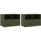 Furnova TV omarica 2 kosa olivno zelena 67x39x44 cm jeklo, (21926381) | Shoptok.si