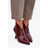 Boto Patent Leather Low Women's Ankle Boots On Heel Bordeaux Jolivra | Shoptok.si