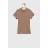 Abercrombie & Fitch Otroška kratka majica rjava barva