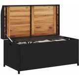  Klupa za pohranu crna 100x50x52 cm poliratan i bagremovo drvo | shoptok.hr