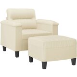 vidaXL Fotelj s stolčkom za noge krem 60 cm umetno usnje | Shoptok.si