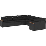  10-dijelni set vrtnih sofa s jastucima crni od poliratana | shoptok.hr