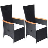 The Living Store Nastavljivi vrtni stoli 2 kosa z blazinami poli ratan črni - Jedilni Stol, (21473469) | Shoptok.si