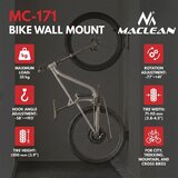 Maclean Wall-Mounted Bike Rack /Hanger, max. load 35 kg, adjustable tilt angle, steel, MC-171 Cijene