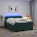  Krevet s box springom, madracem i LED-om Tamnozelena Baršun | shoptok.hr