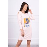 Kesi Dress with 3D graphics, lace powder pink Cijene