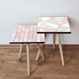 Hanah home 2Shp507 - pink pinkwhitegrey nesting table (2 pieces) | ePonuda.com