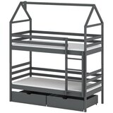 Molarem Home Drveni dječji krevet na kat Alex s ladicom - grafit - 180x80 cm - Madrac PE pjena 8 cm-spužvasti madrac | shoptok.hr