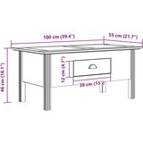  Stolić za kavu BODO bijeli 100 x 55 x 46 cm od masivne borovine | shoptok.hr