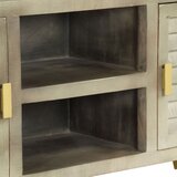TV ormarić od masivnog drva manga sivi s mesingom 110x30x48 cm | shoptok.hr