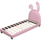 Lumor Otroška postelja iz umetnega usnja 90x200 cm - naslon v obliki zajčjih ušes - roza, (22155777) | Shoptok.si