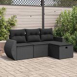 Maison Chic Seti vrtnega pohištva - Vrtna garnitura - Vrtni pohištvo set 4-delna z blazinami črna poli ratan, (21818799) | Shoptok.si