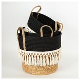  SET 3x slamenih korpi, bež/crna/bela, 25x17x23/28x22x25/35x28x30 cm | Eponuda.com