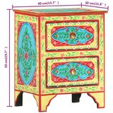 vidaXL Ročno barvana nočna omarica 40x30x50 cm trden mangov les | Shoptok.si