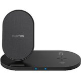 Canyon WS-202 2in1 Wireless charger, Input 5V/3A, 9V/2.67A, Output 10W/7.5W/5W, Type c cable length 1.2m, PC+ABS,with PU part ,1 Cijene