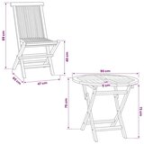  5-dijelni sklopivi vrtni bistro set Prirodna - Okruglo 4 sjedala Bez naslona za ruke | shoptok.hr