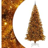 vidaXL Božično drevo med 300 LED z stojalom Zlata 240 cm PET | Shoptok.si