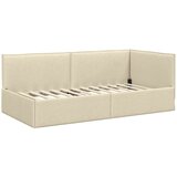 vidaXL Kutni okvir kreveta s uzglavljem Krema 90 x 190 cm tkanina | shoptok.hr