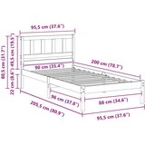  Krevetna konstrukcija s uzglavljem Vosak smeđa 90 x 200 cm | shoptok.hr