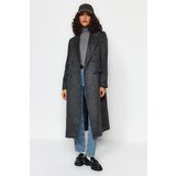 Trendyol Limited Edition Anthracite Premium Oversize Buttoned Stamp Coat Cene