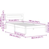  Krevetna konstrukcija S LED lampica s uzglavljem Voštano smeđa 75 x 190 cm | shoptok.hr